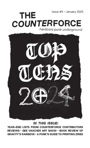 Zine cover with series and issue titles and table of contents
